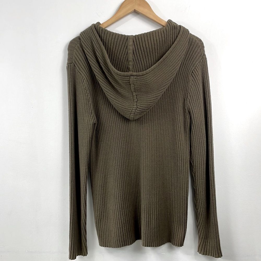 Forever21 |Olive hooded Ribbed sweater Lg ,long sleeve.